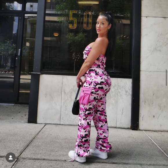 Fashion Nova Pink Camouflage Jumpsuit - Picture 2 of 3